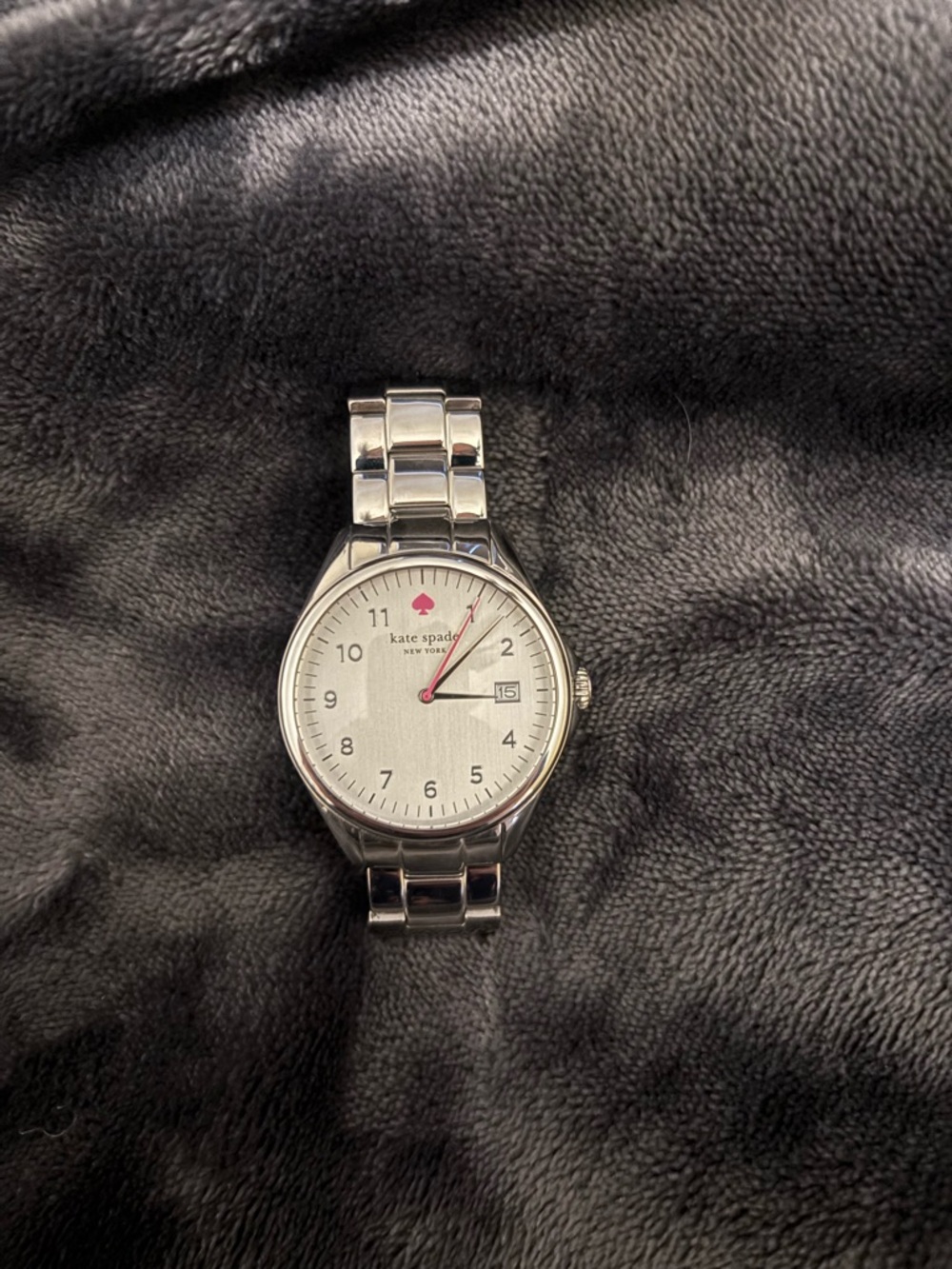 kate spade Silver Stainless Steel Watch with Pink Accents